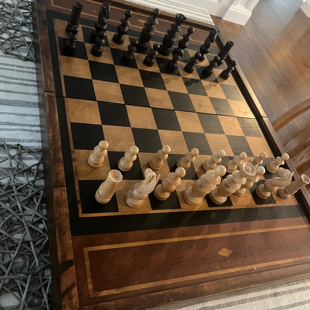 Vintage chess and backgammon set.